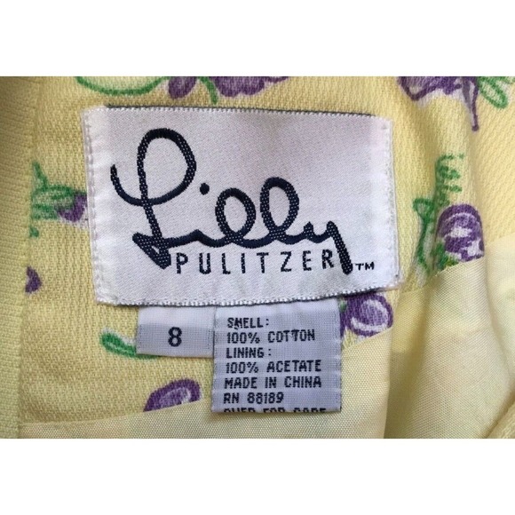 Lilly Pulitzer White Label RARE - Solid Yellow Dress w/ Purple Flowers - Size 8 - Picture 4 of 7
